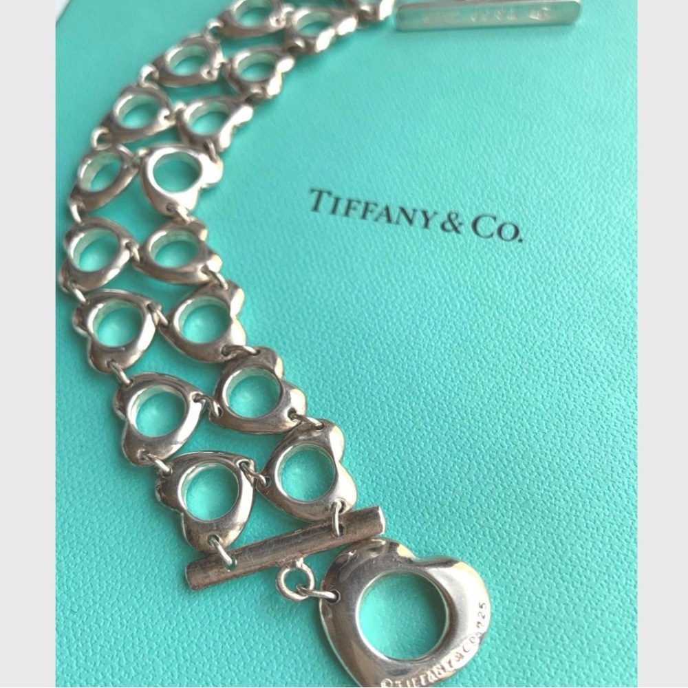 🩵Tiffany Double Row Stencil Heart Toggle Bracelet